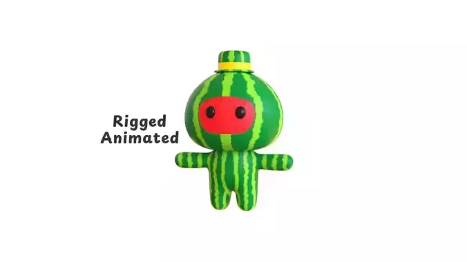 Low-Poly Character0014 Watermelon Mascot Animated Low-poly 3D model
