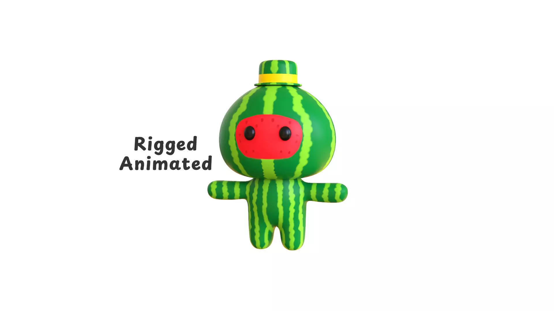 Low-Poly Character0014 Watermelon Mascot Animated Low-poly 3D model_0