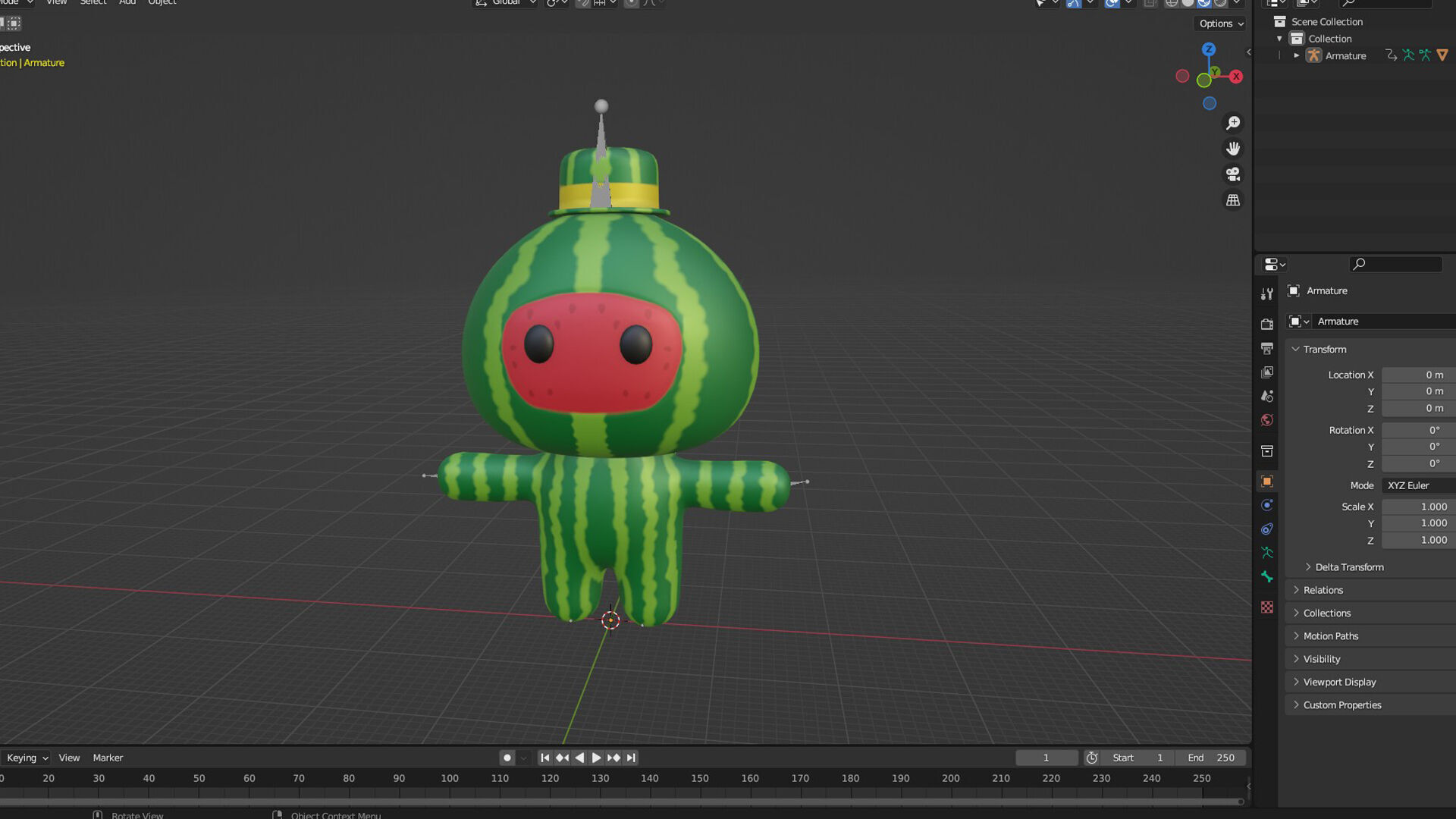 Low-Poly Character0014 Watermelon Mascot Animated Low-poly 3D model_5