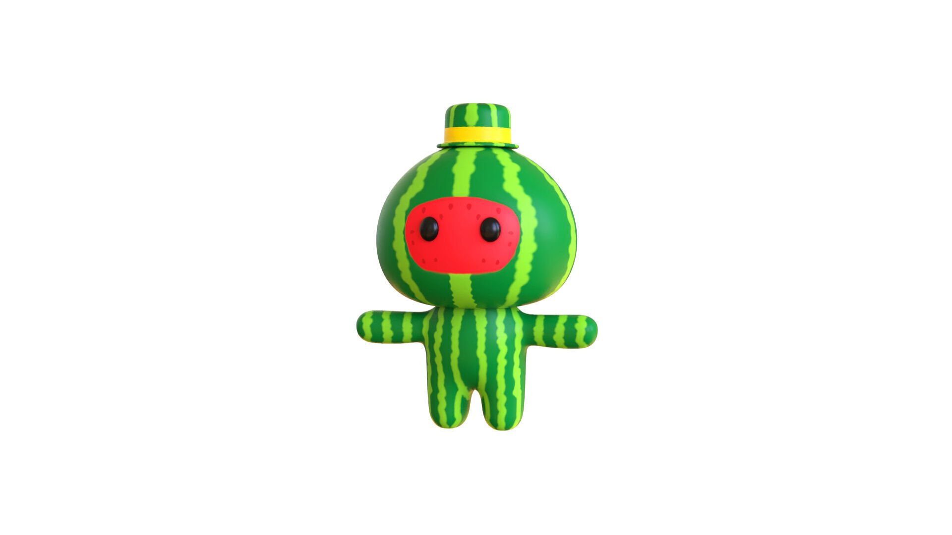 Low-Poly Character0014 Watermelon Mascot Animated Low-poly 3D model_22