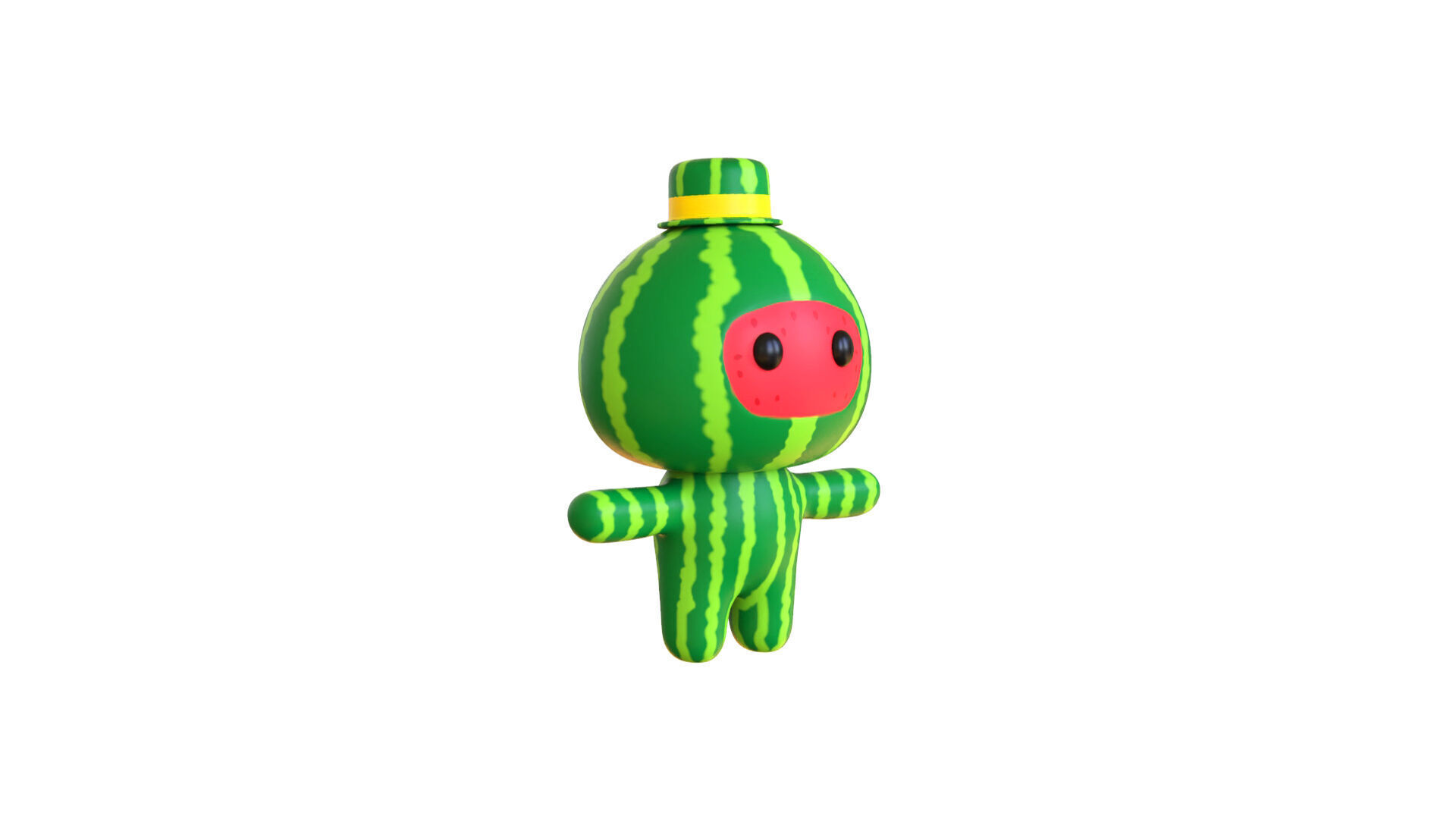 Low-Poly Character0014 Watermelon Mascot Animated Low-poly 3D model_20