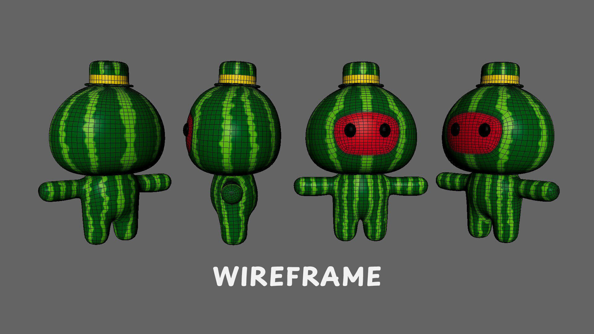 Low-Poly Character0014 Watermelon Mascot Animated Low-poly 3D model_9