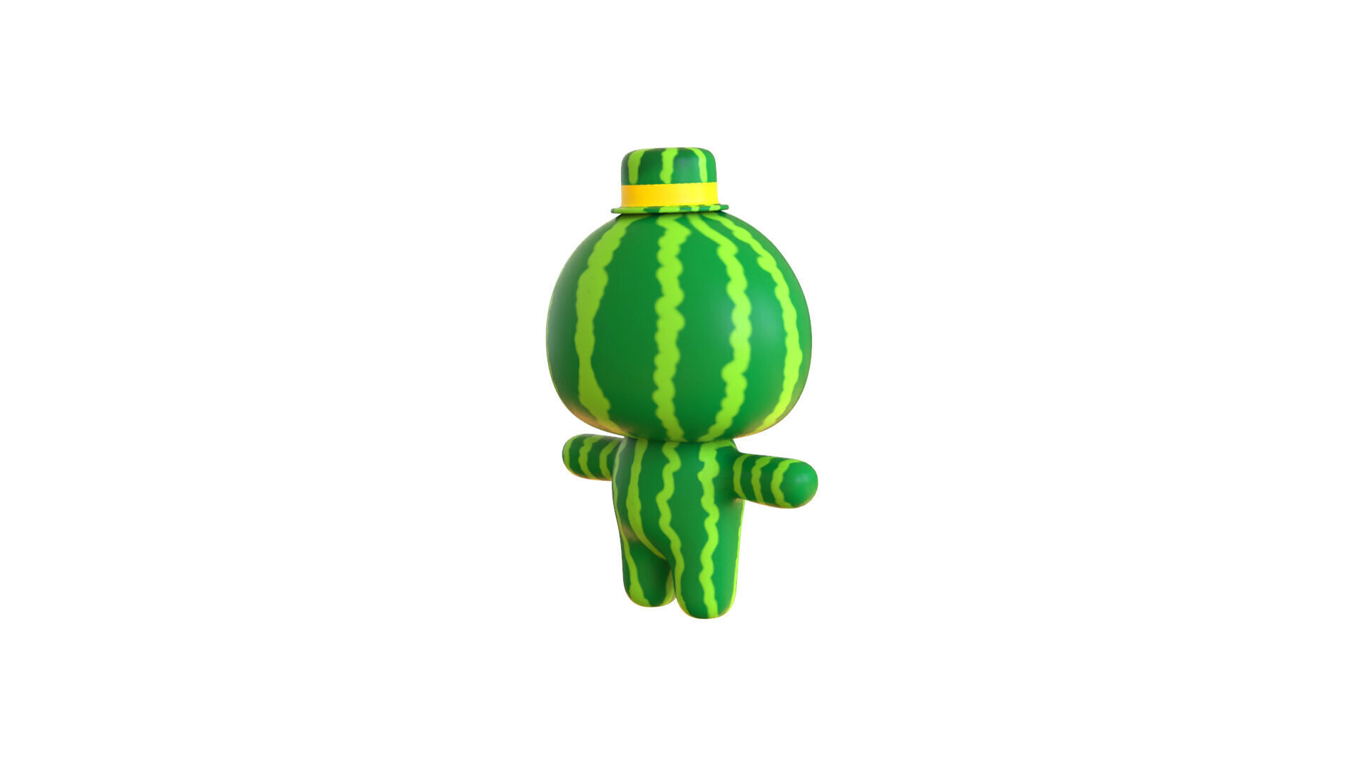 Low-Poly Character0014 Watermelon Mascot Animated Low-poly 3D model_16