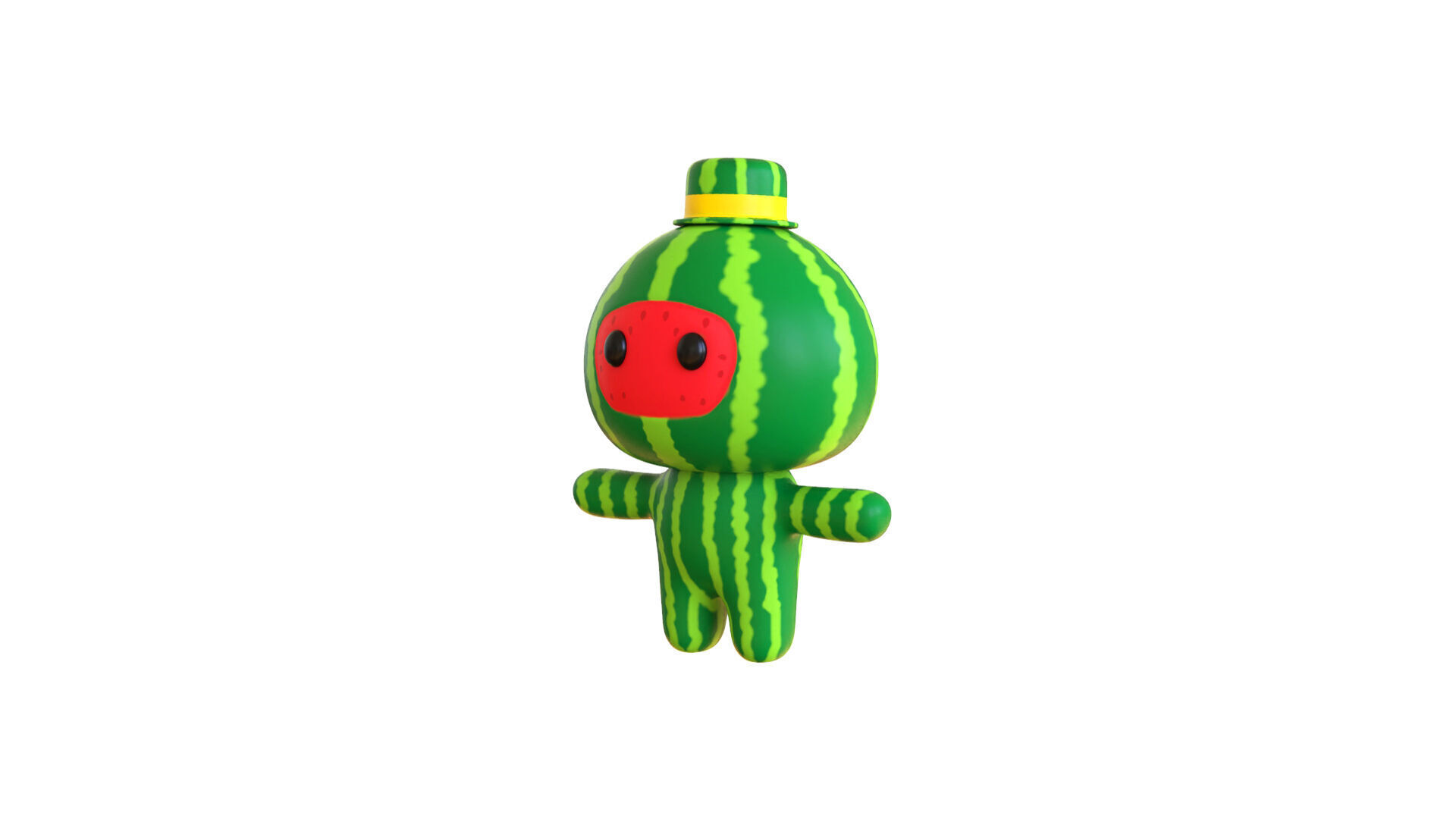 Low-Poly Character0014 Watermelon Mascot Animated Low-poly 3D model_6