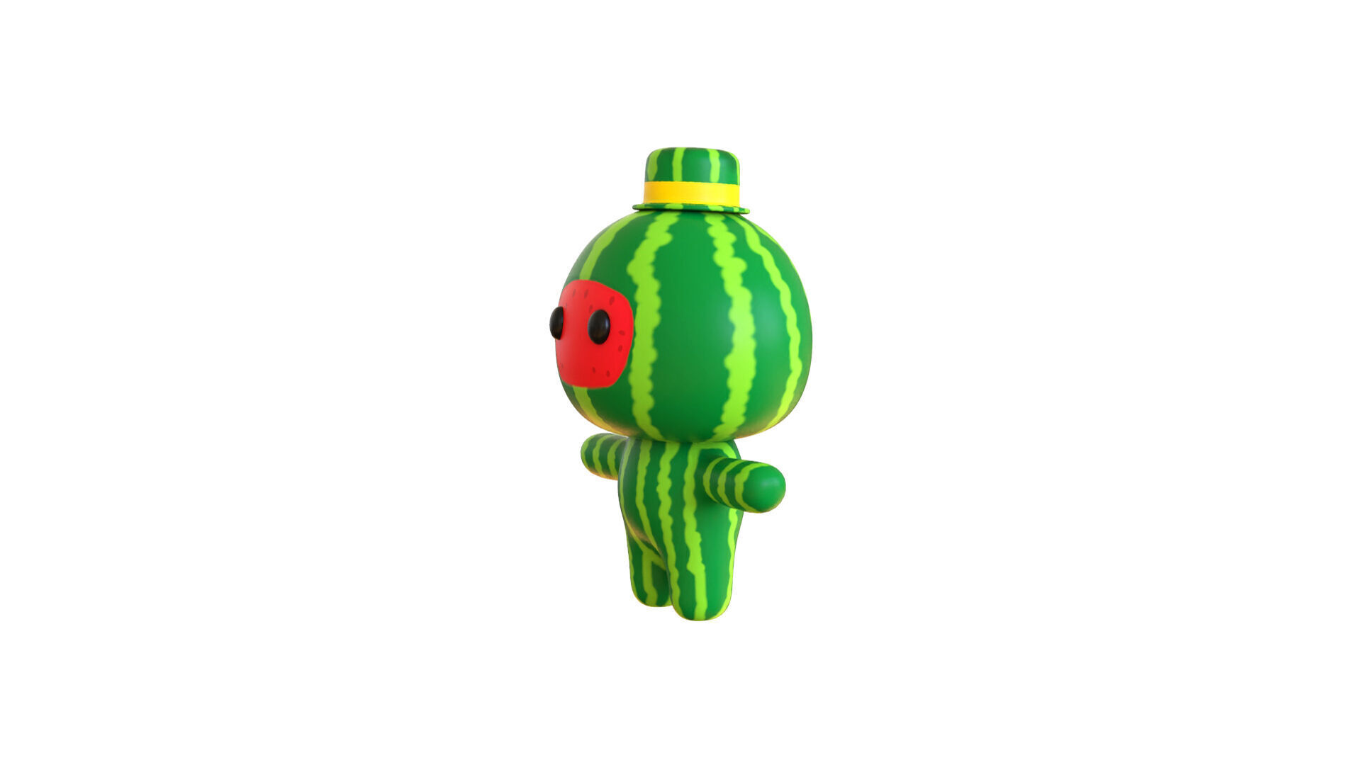 Low-Poly Character0014 Watermelon Mascot Animated Low-poly 3D model_7