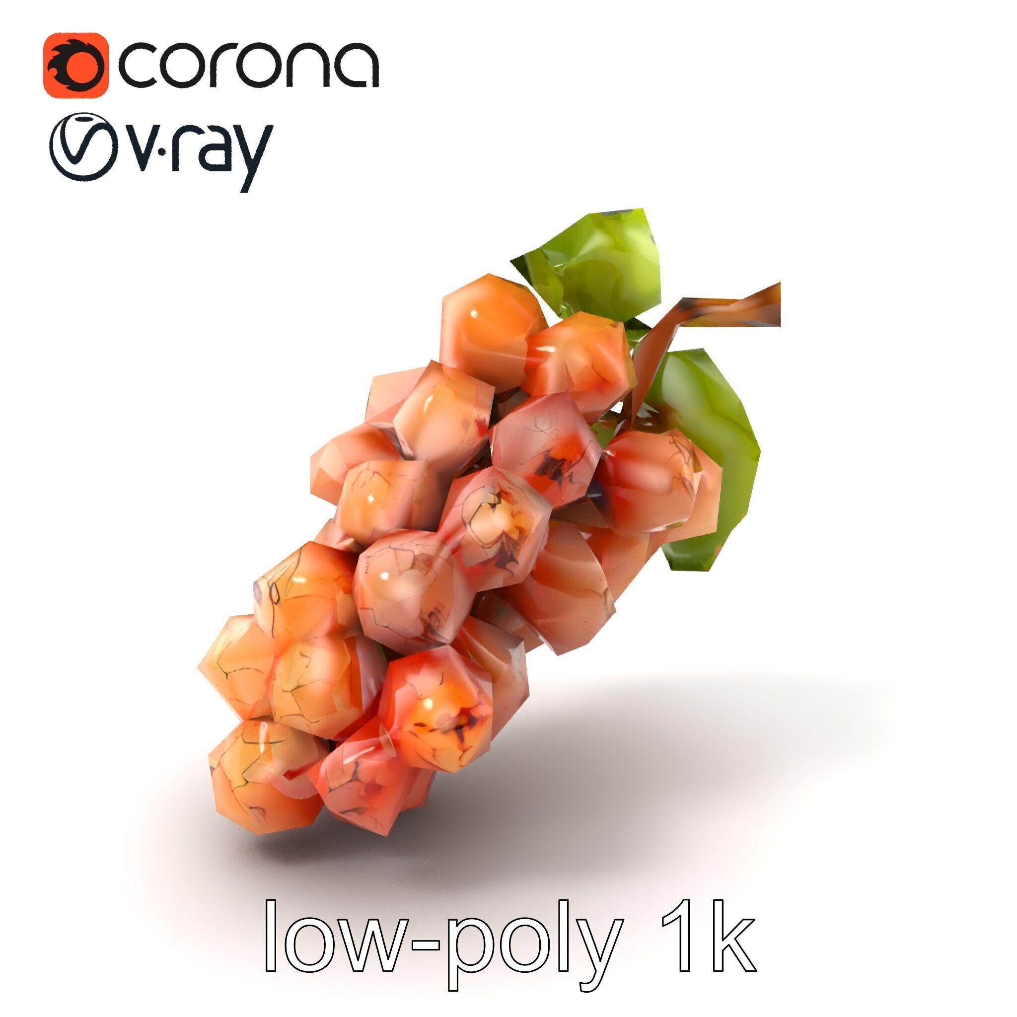 Cracked Grape Bunch Natural Details model pack Low-poly 3D model_5