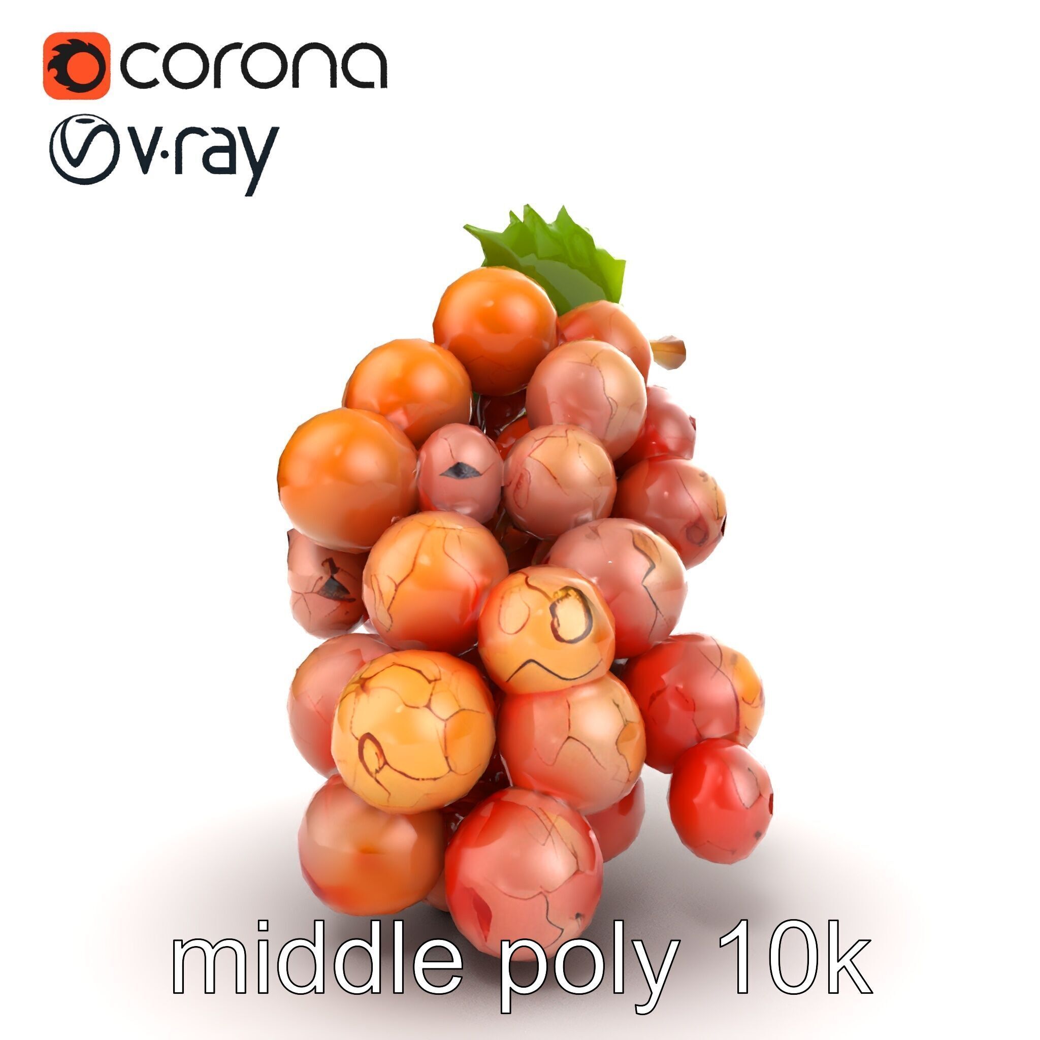 Cracked Grape Bunch Natural Details model pack Low-poly 3D model_12