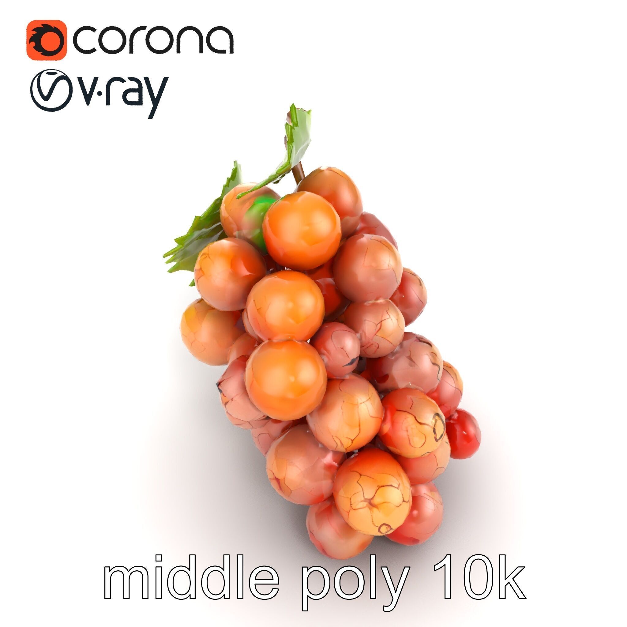 Cracked Grape Bunch Natural Details model pack Low-poly 3D model_20