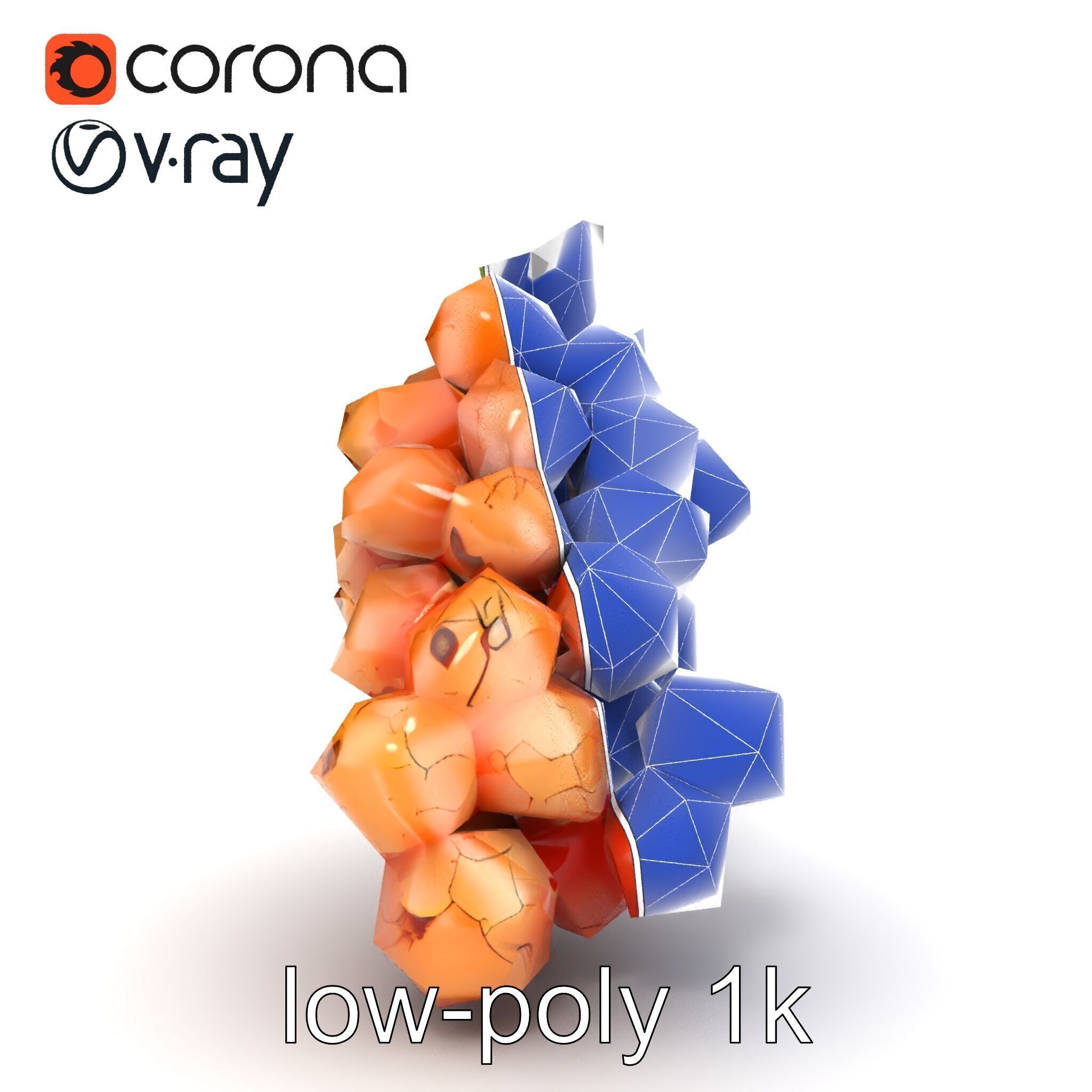 Cracked Grape Bunch Natural Details model pack Low-poly 3D model_17