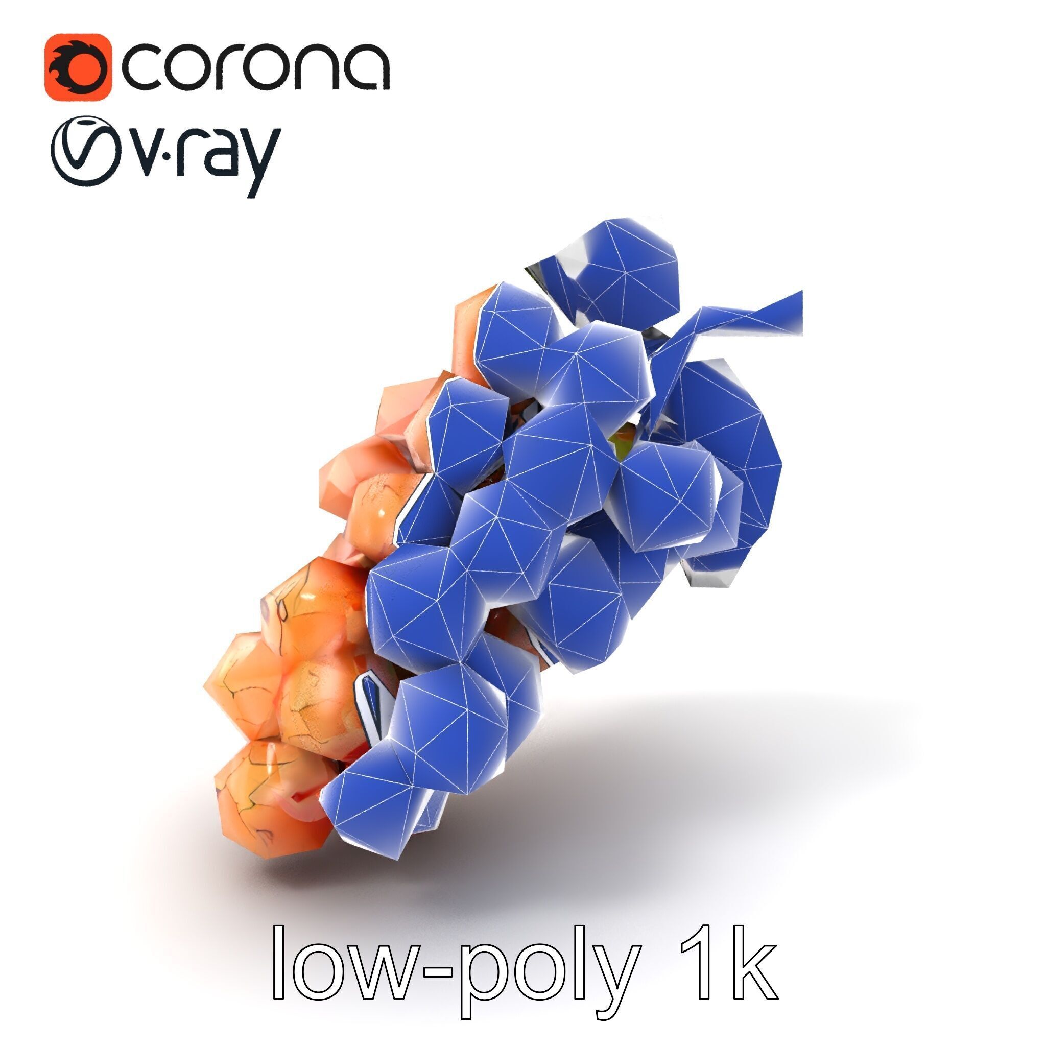 Cracked Grape Bunch Natural Details model pack Low-poly 3D model_7