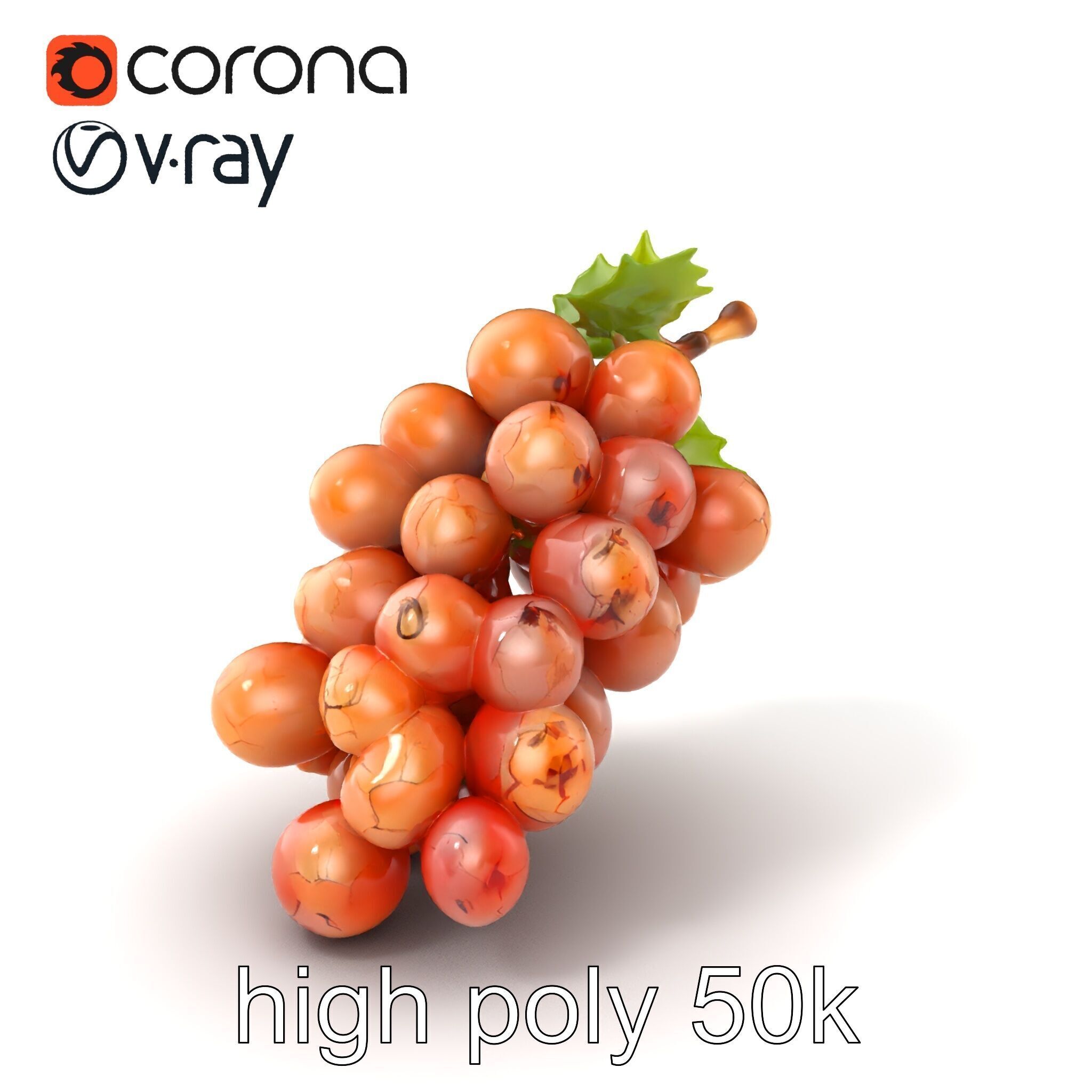 Cracked Grape Bunch Natural Details model pack Low-poly 3D model_2