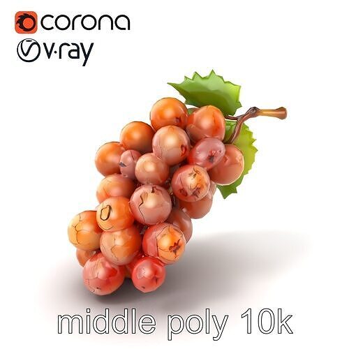 Cracked Grape Bunch Natural Details model pack Low-poly 3D model