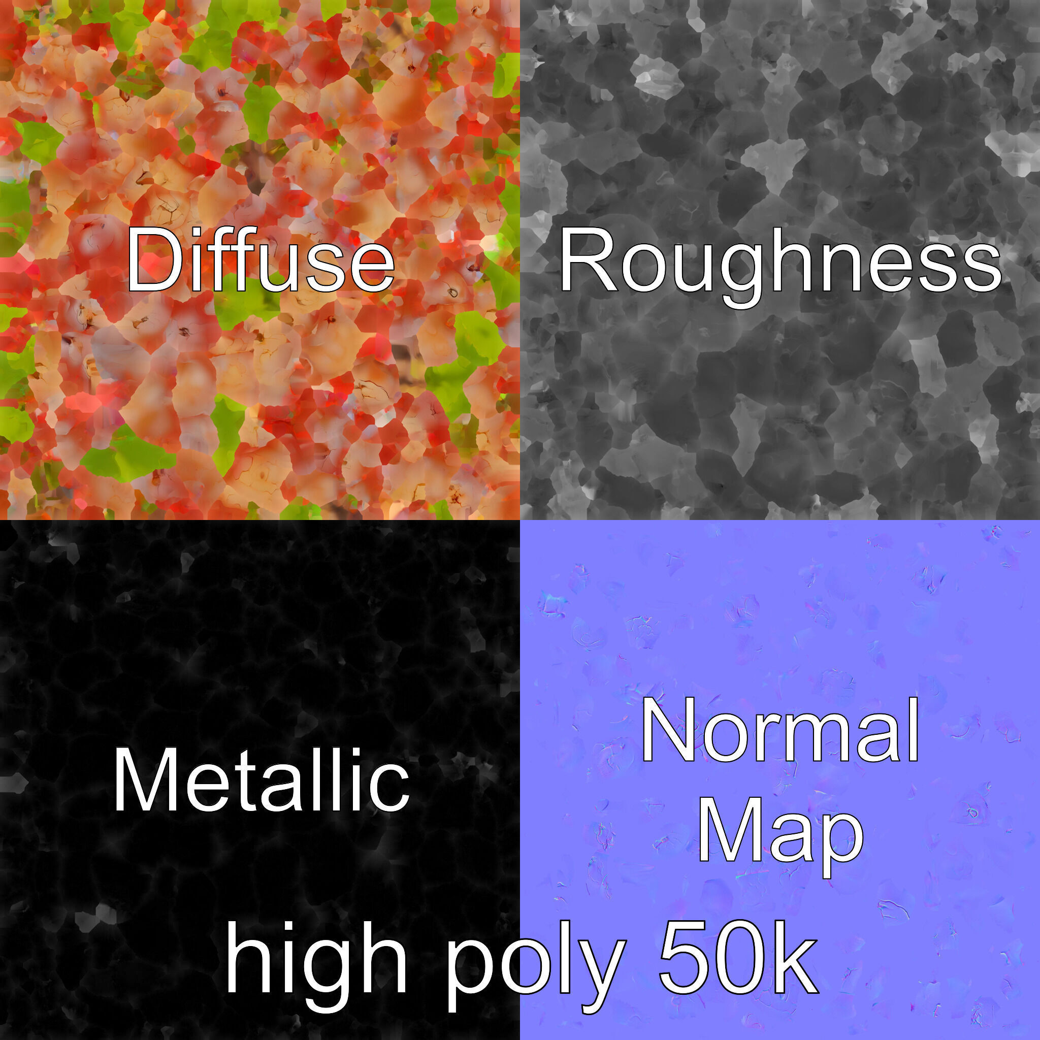 Cracked Grape Bunch Natural Details model pack Low-poly 3D model_3