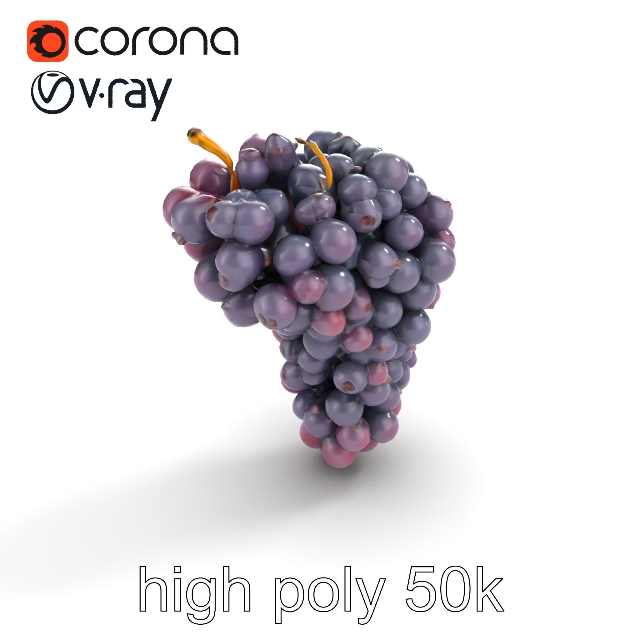 Giant Grape Bunch Model Pack Low-poly 3D model_12