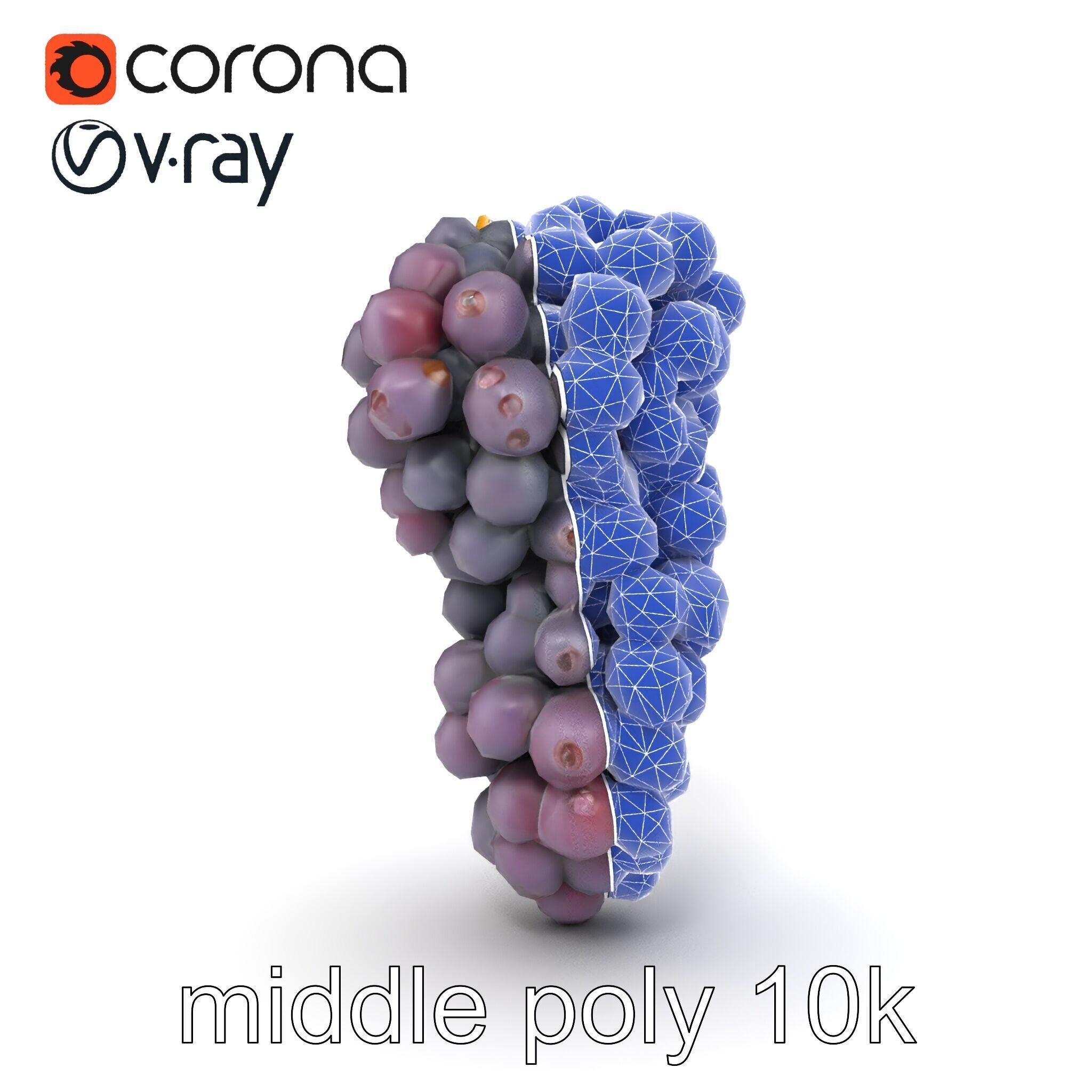 Giant Grape Bunch Model Pack Low-poly 3D model_21