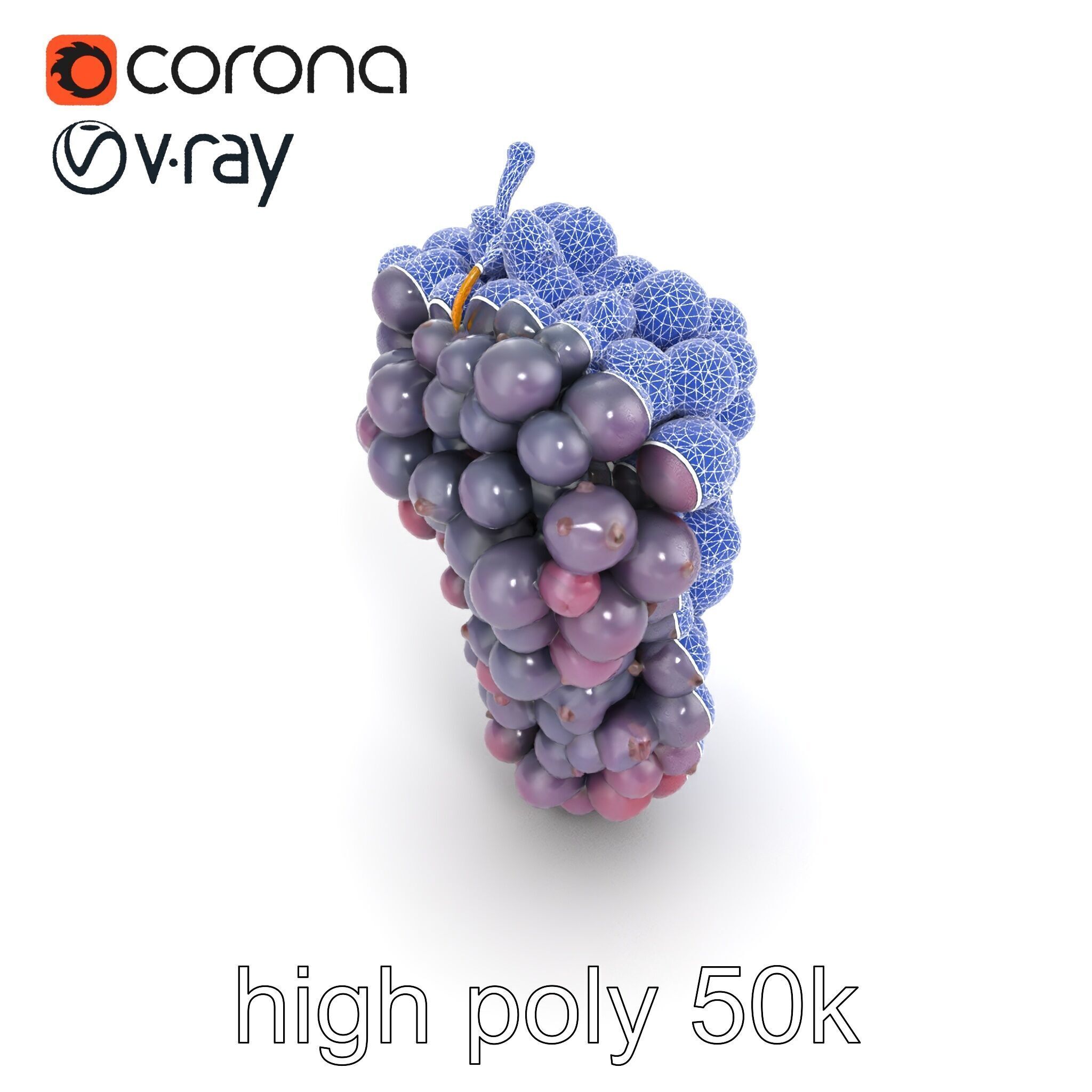 Giant Grape Bunch Model Pack Low-poly 3D model_18