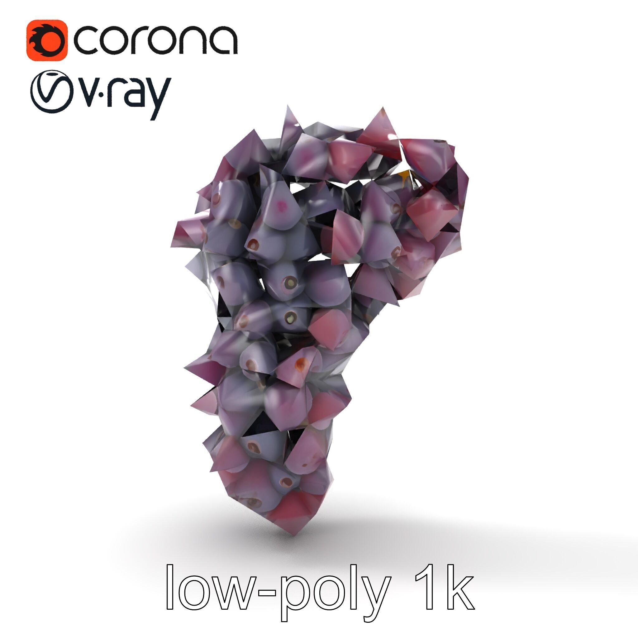 Giant Grape Bunch Model Pack Low-poly 3D model_19