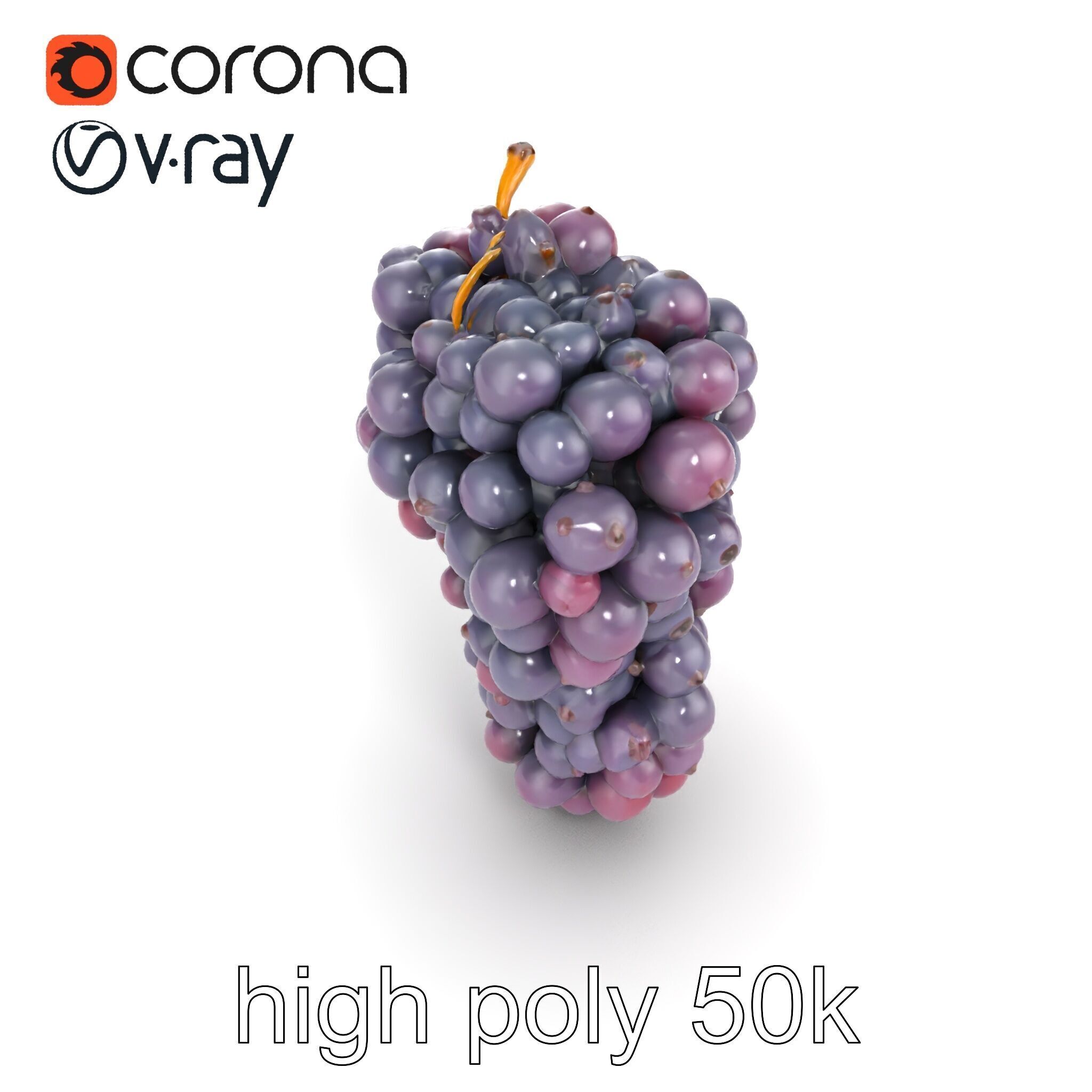 Giant Grape Bunch Model Pack Low-poly 3D model_30