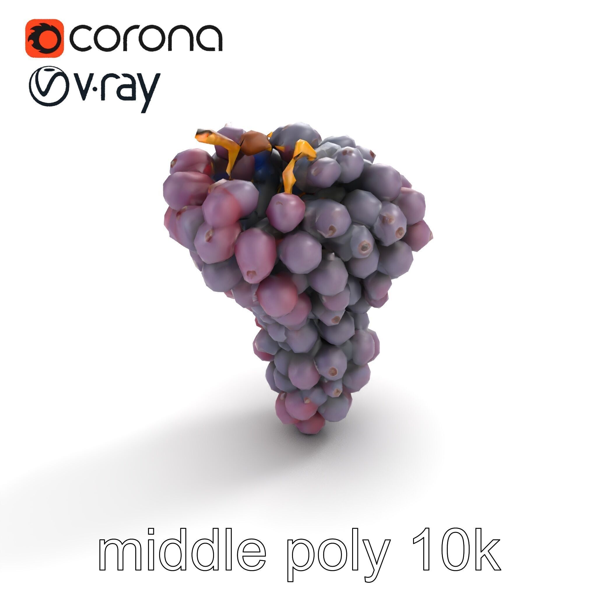 Giant Grape Bunch Model Pack Low-poly 3D model_8