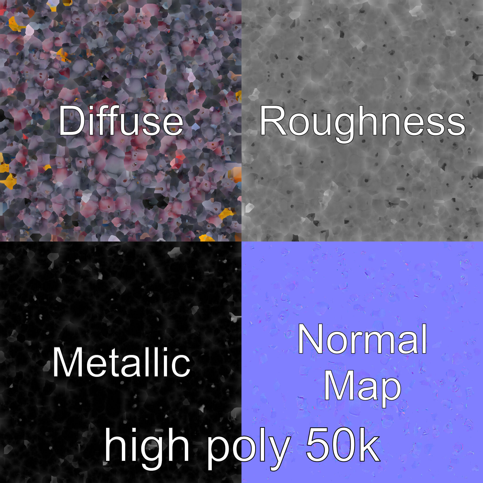 Giant Grape Bunch Model Pack Low-poly 3D model_3