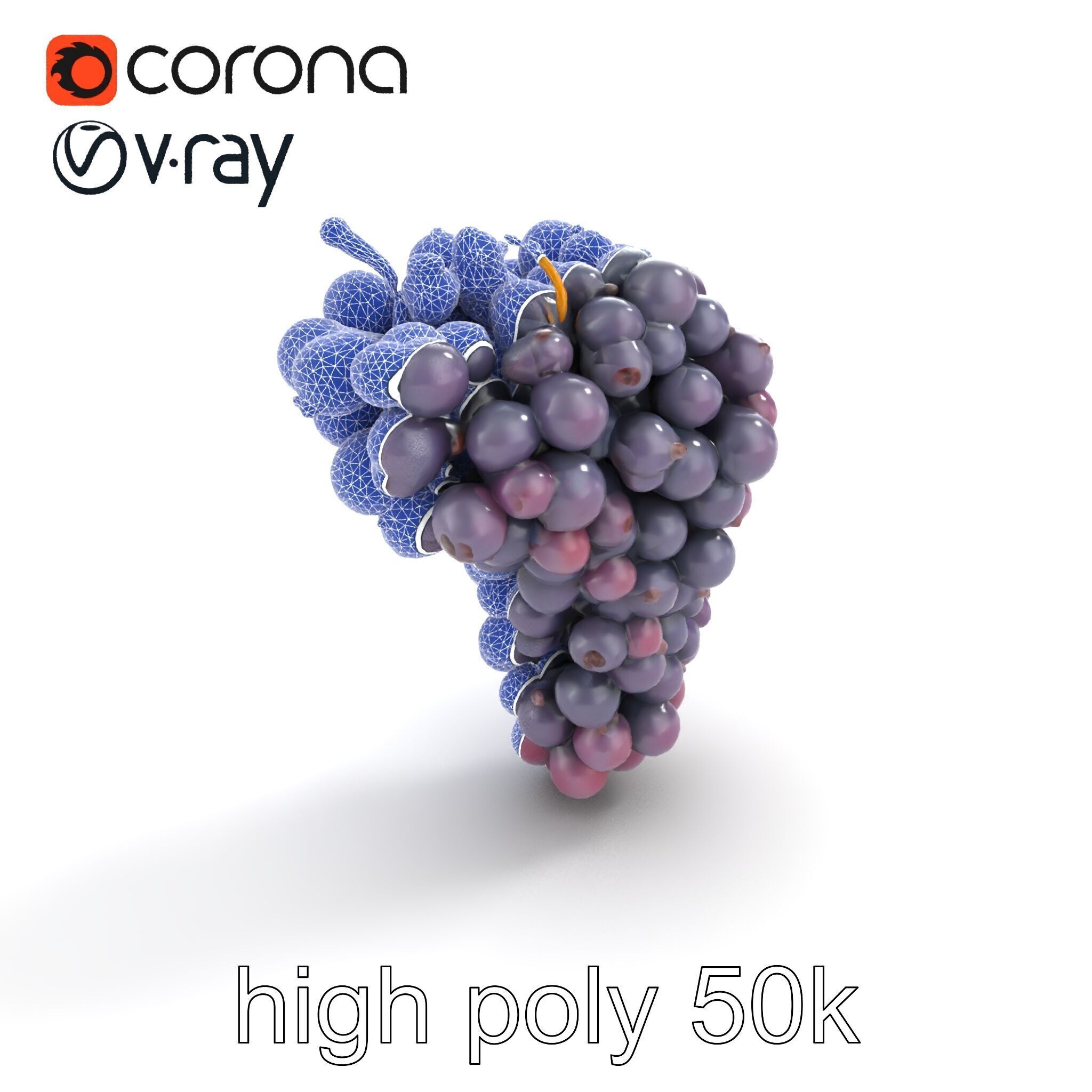 Giant Grape Bunch Model Pack Low-poly 3D model_20