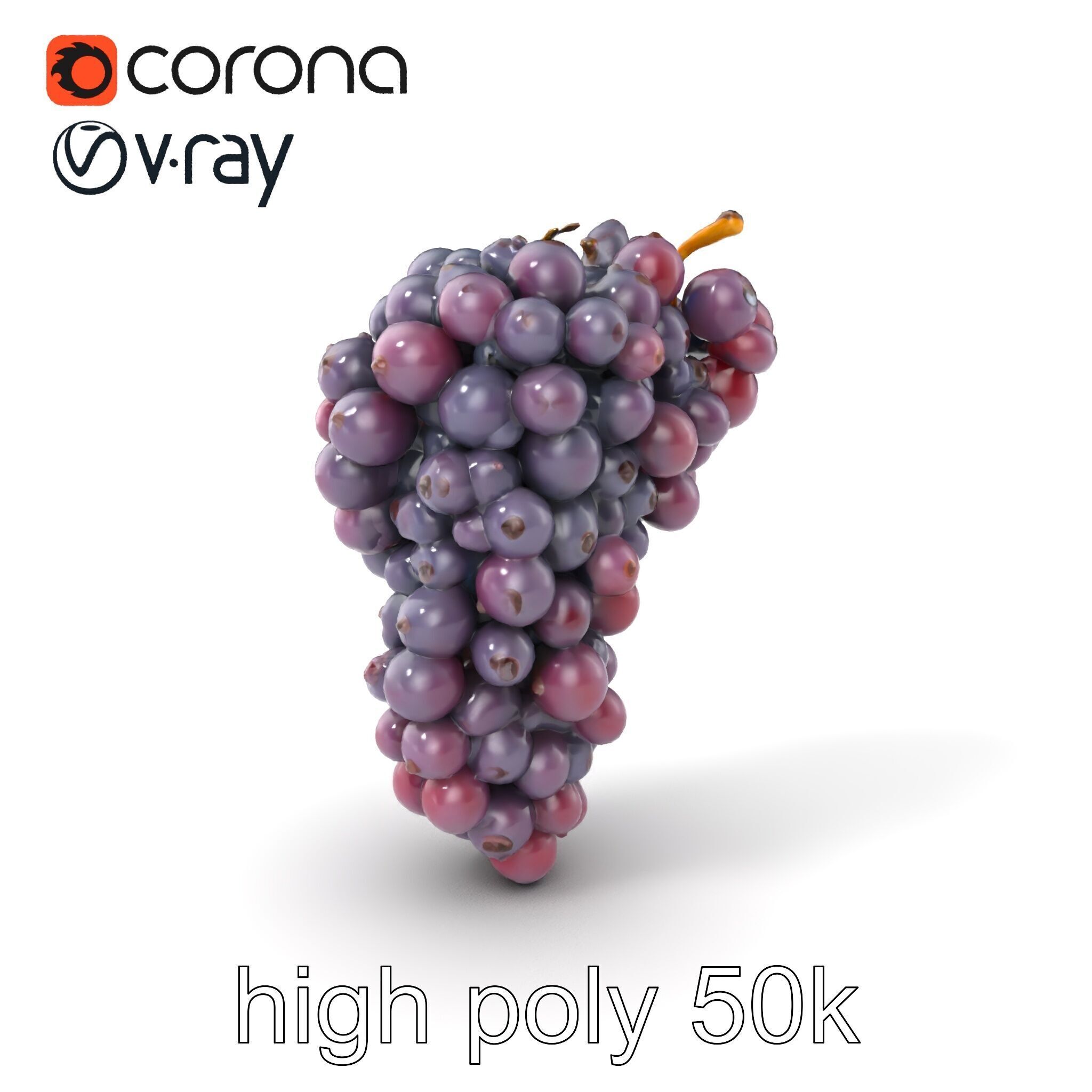 Giant Grape Bunch Model Pack Low-poly 3D model_2