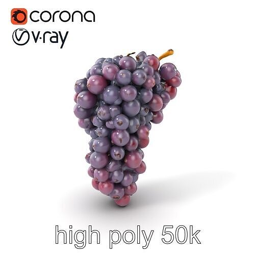Giant Grape Bunch Model Pack Low-poly 3D model 2