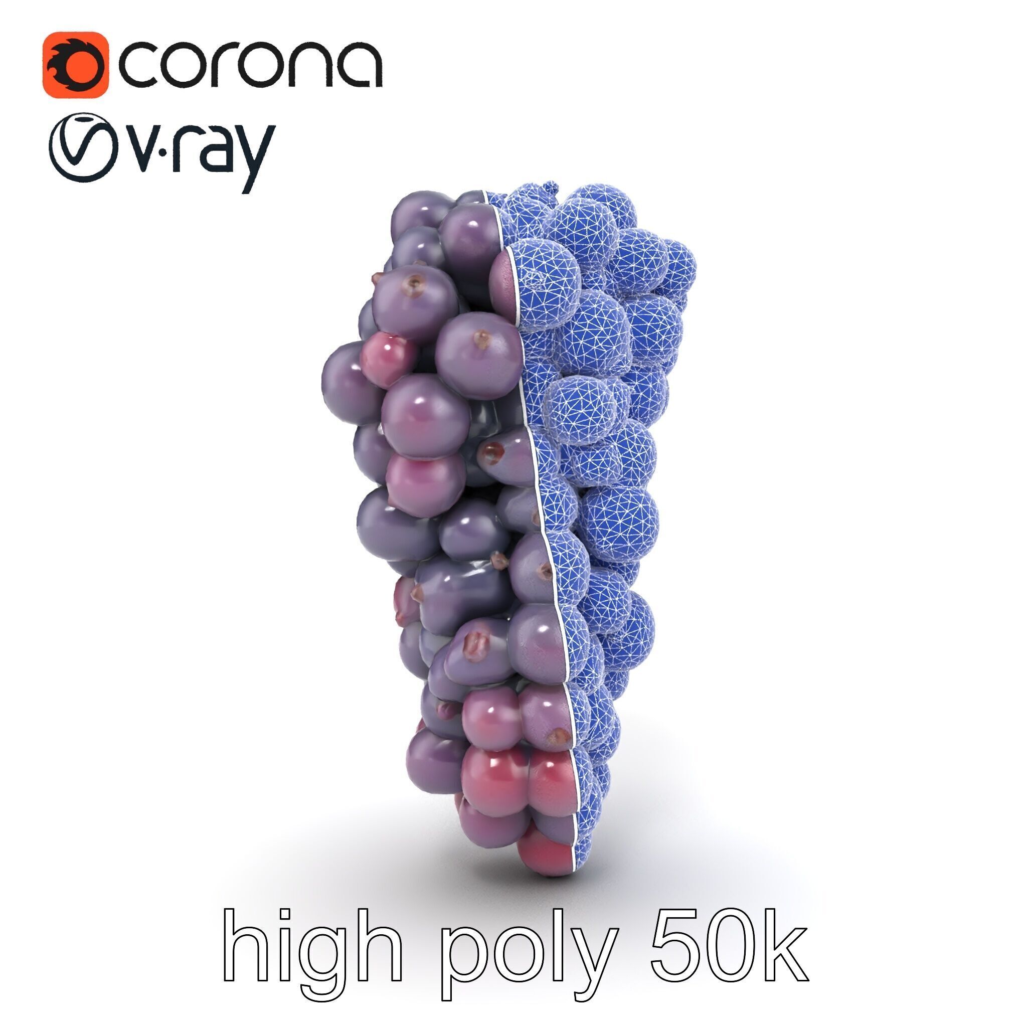 Giant Grape Bunch Model Pack Low-poly 3D model_32