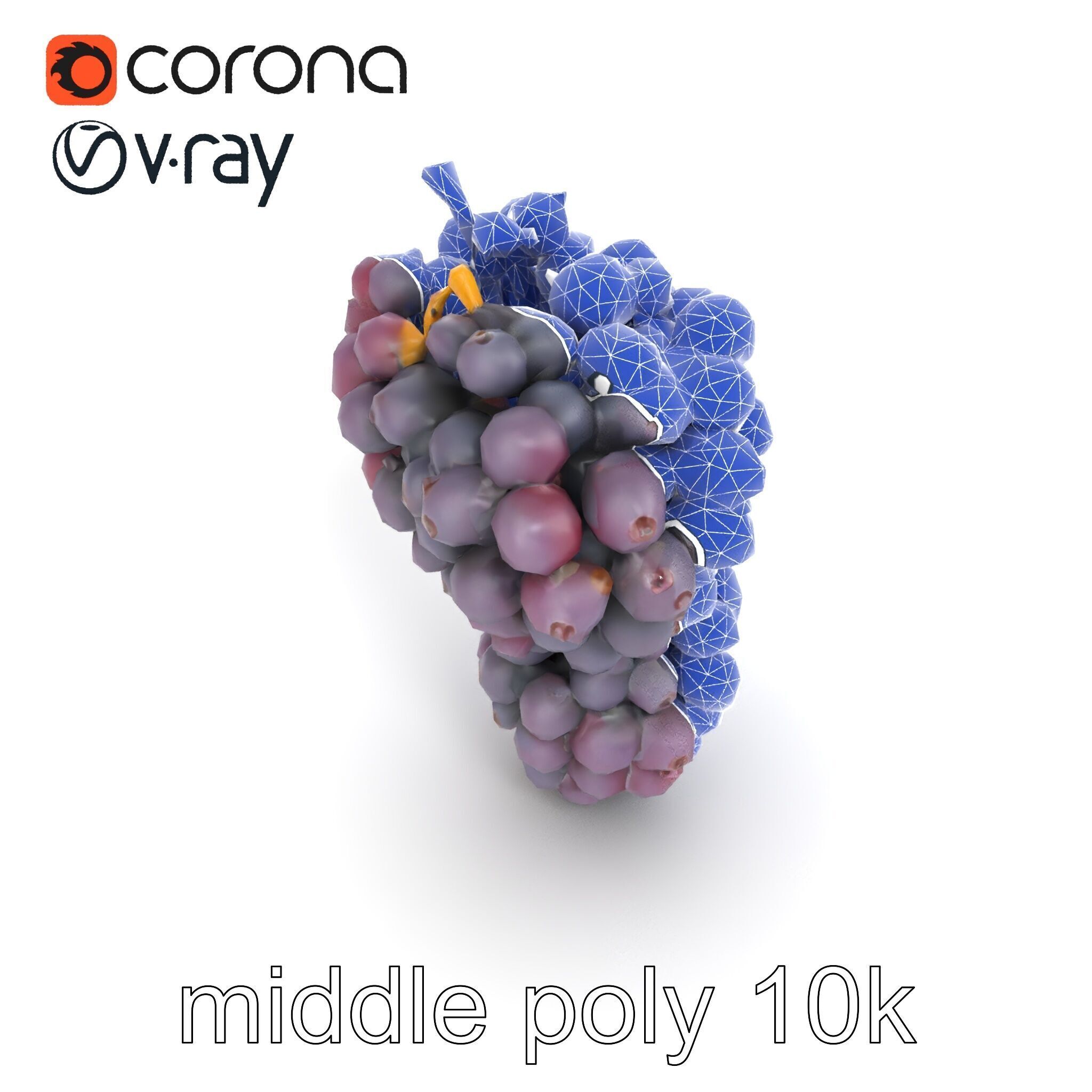 Giant Grape Bunch Model Pack Low-poly 3D model_29