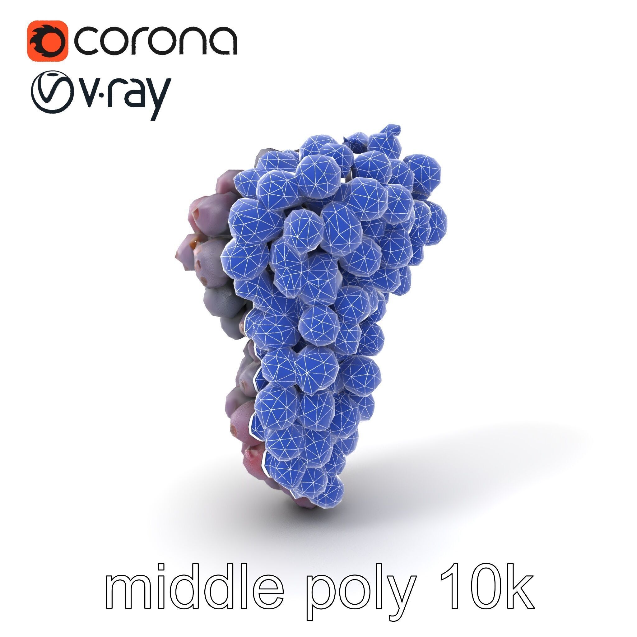 Giant Grape Bunch Model Pack Low-poly 3D model_6