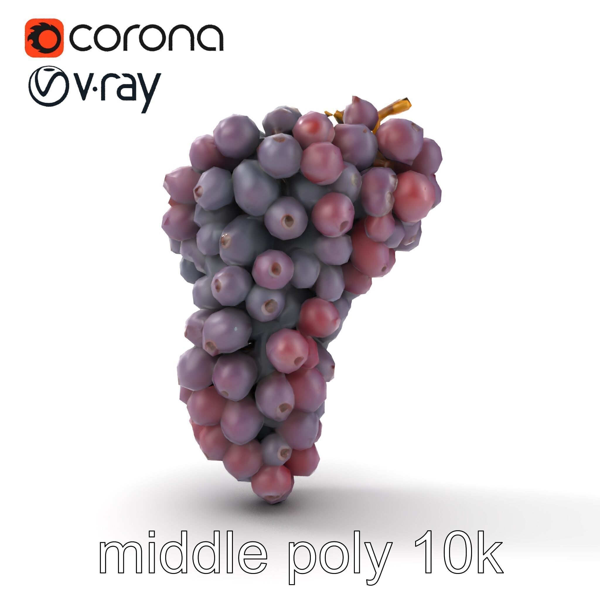 Giant Grape Bunch Model Pack Low-poly 3D model_22