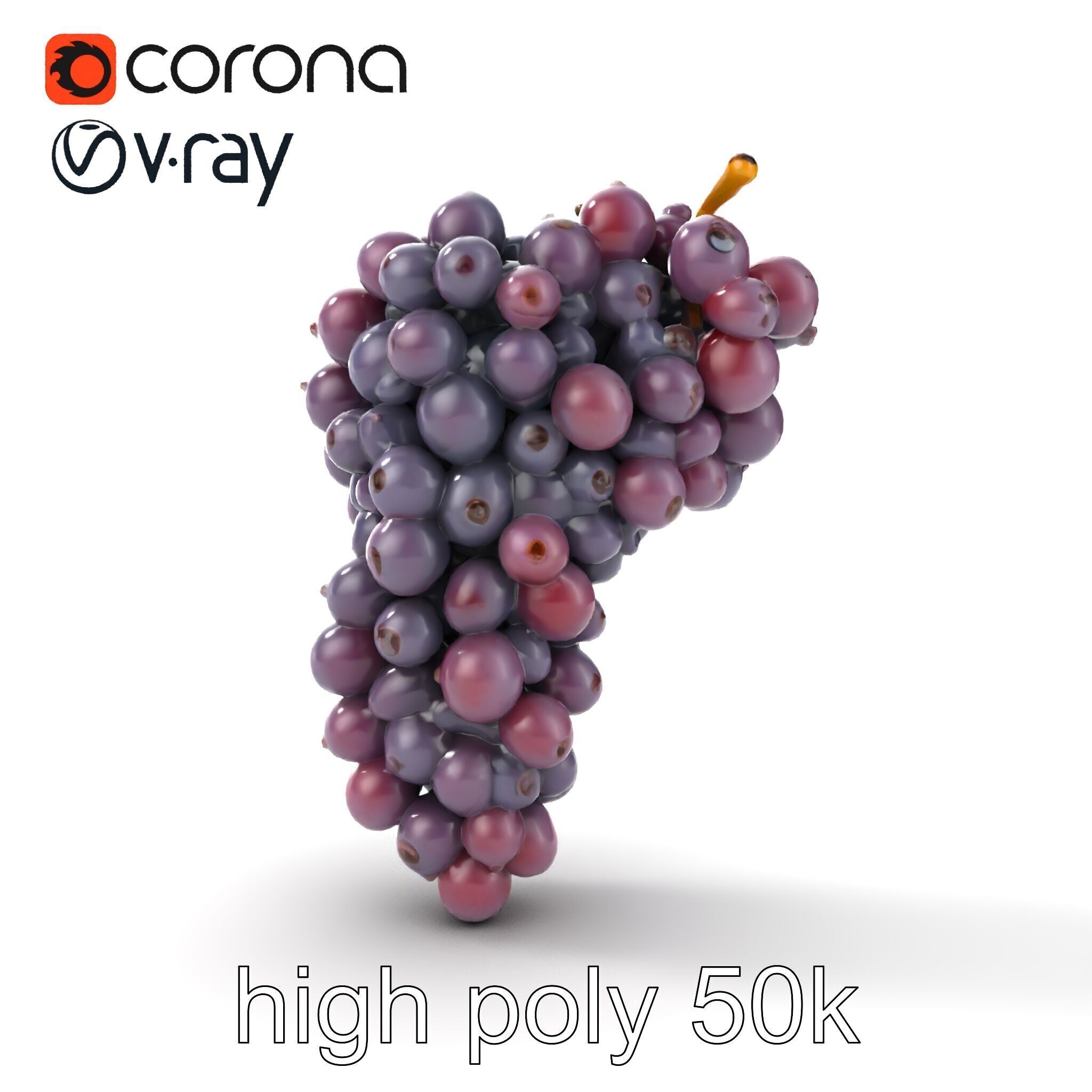 Giant Grape Bunch Model Pack Low-poly 3D model_16