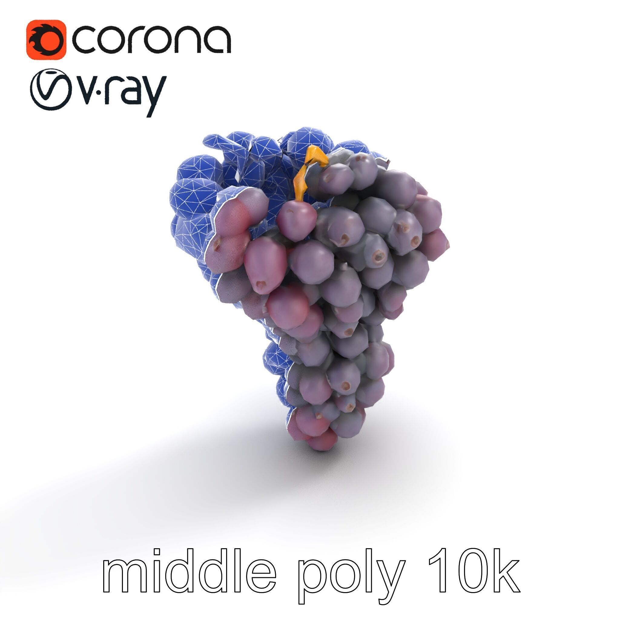 Giant Grape Bunch Model Pack Low-poly 3D model_11