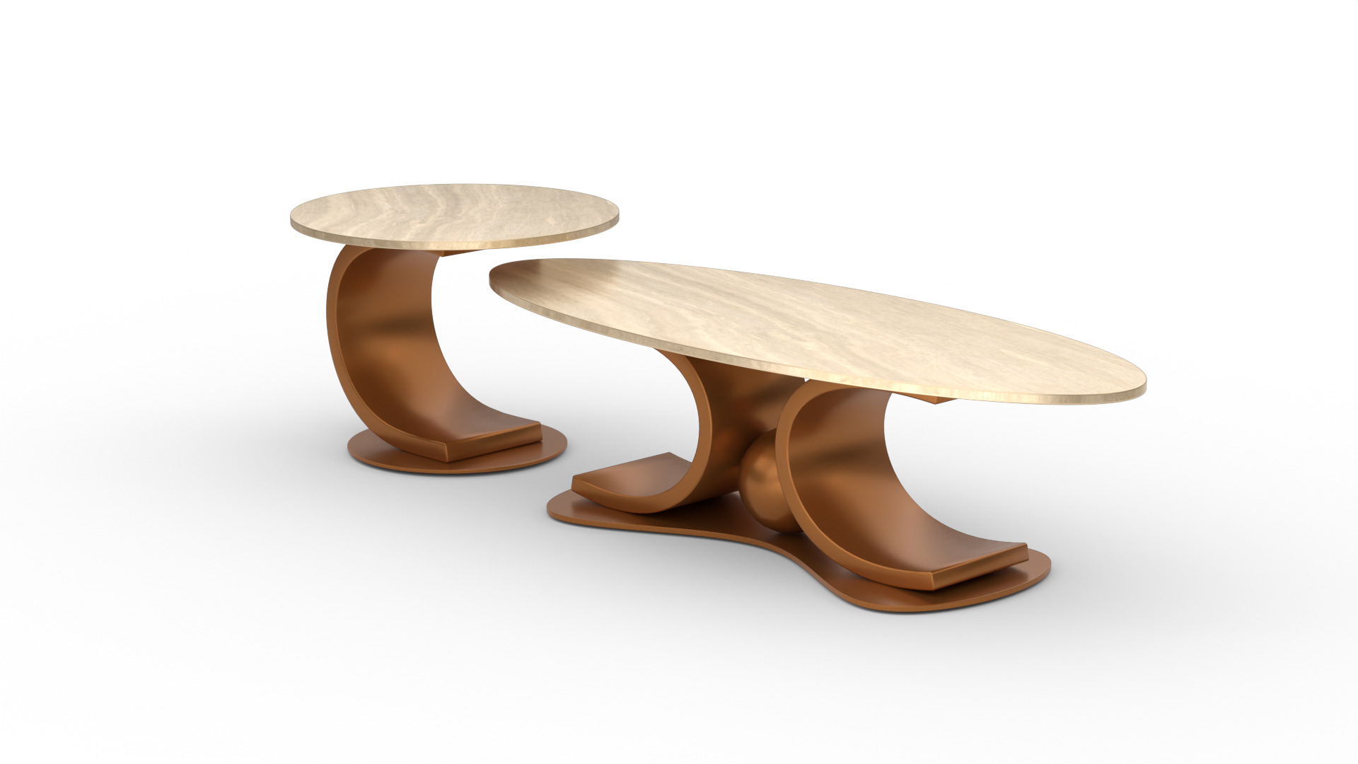 Modern Coffee Table Set Low-poly 3D model_9