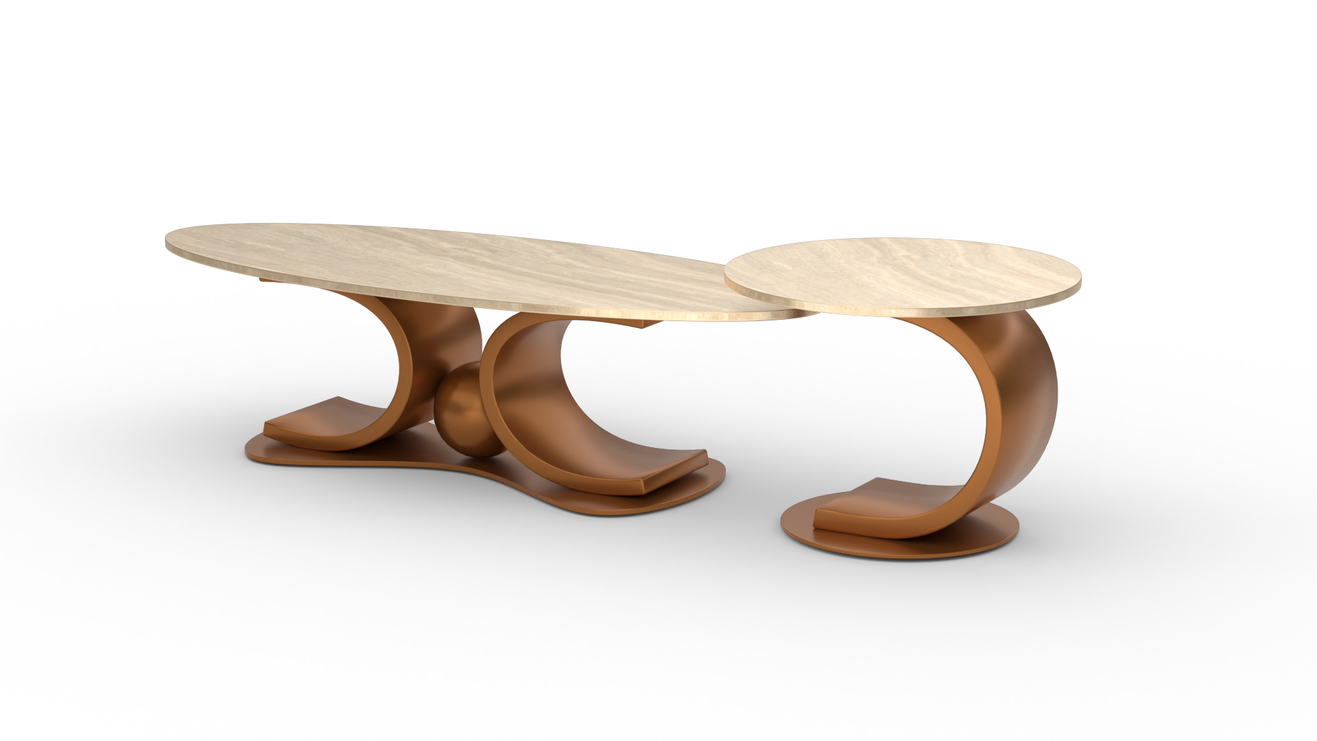 Modern Coffee Table Set Low-poly 3D model_6