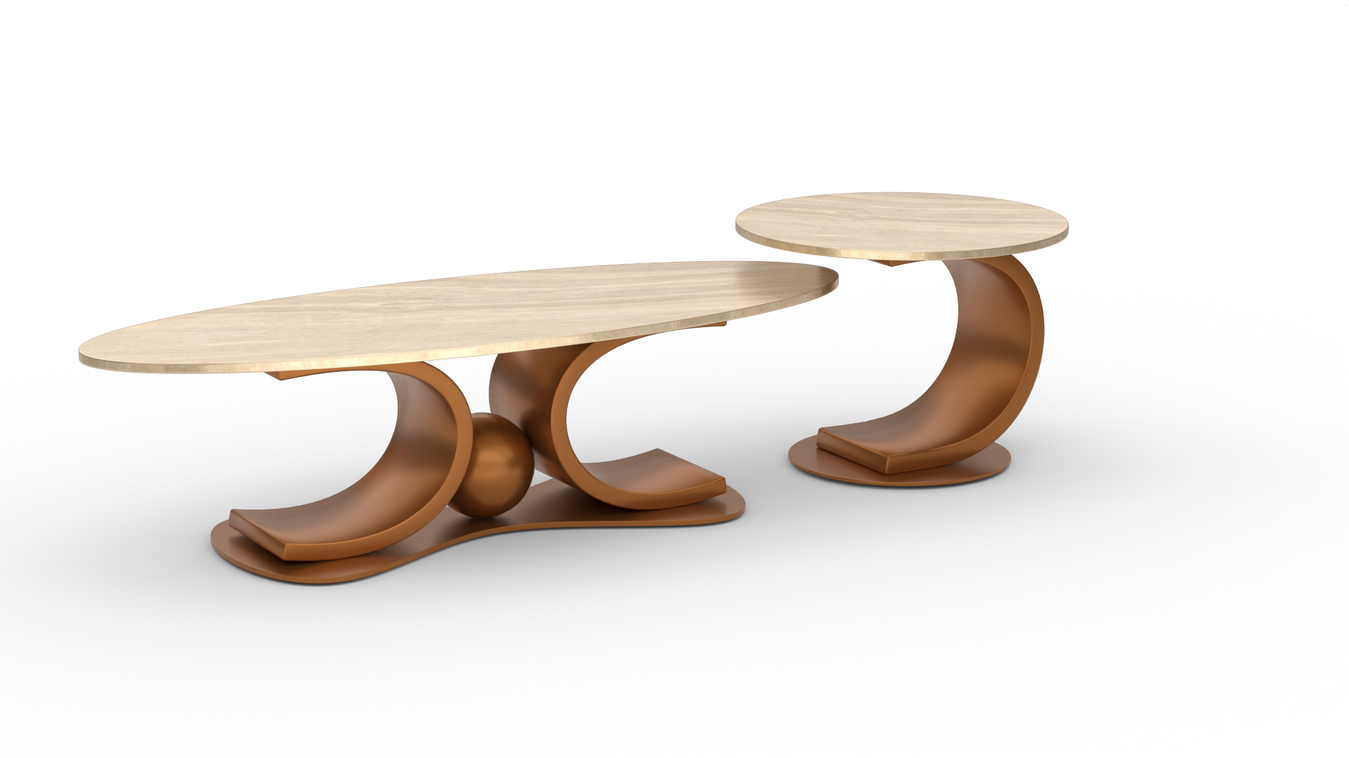 Modern Coffee Table Set Low-poly 3D model_7