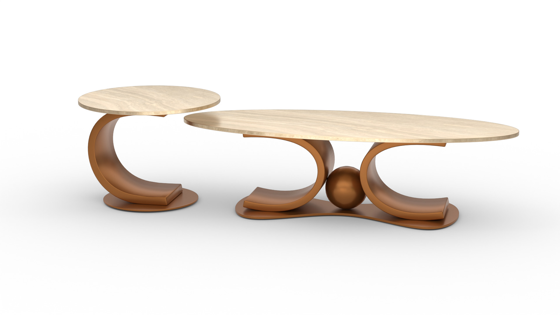 Modern Coffee Table Set Low-poly 3D model_10