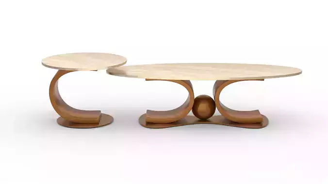 Modern Coffee Table Set Low-poly 3D model