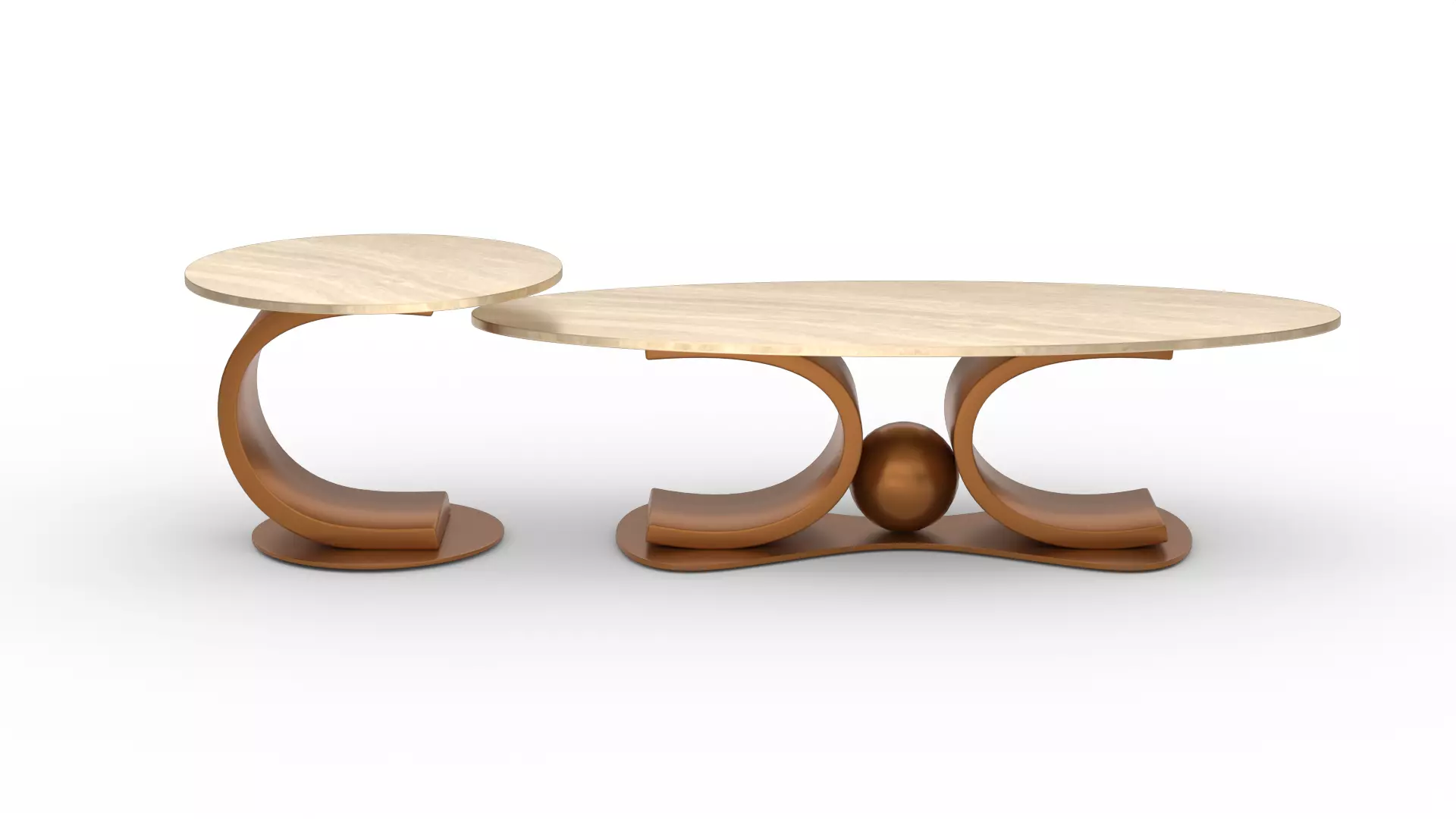 Modern Coffee Table Set Low-poly 3D model_0
