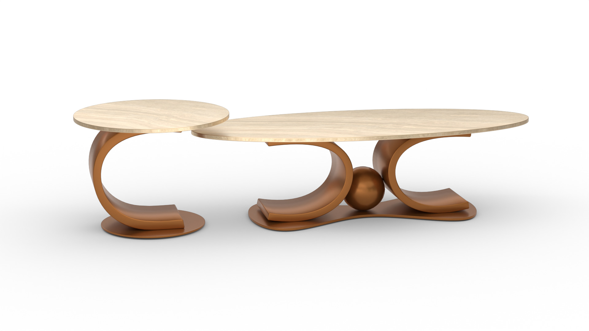 Modern Coffee Table Set Low-poly 3D model_3