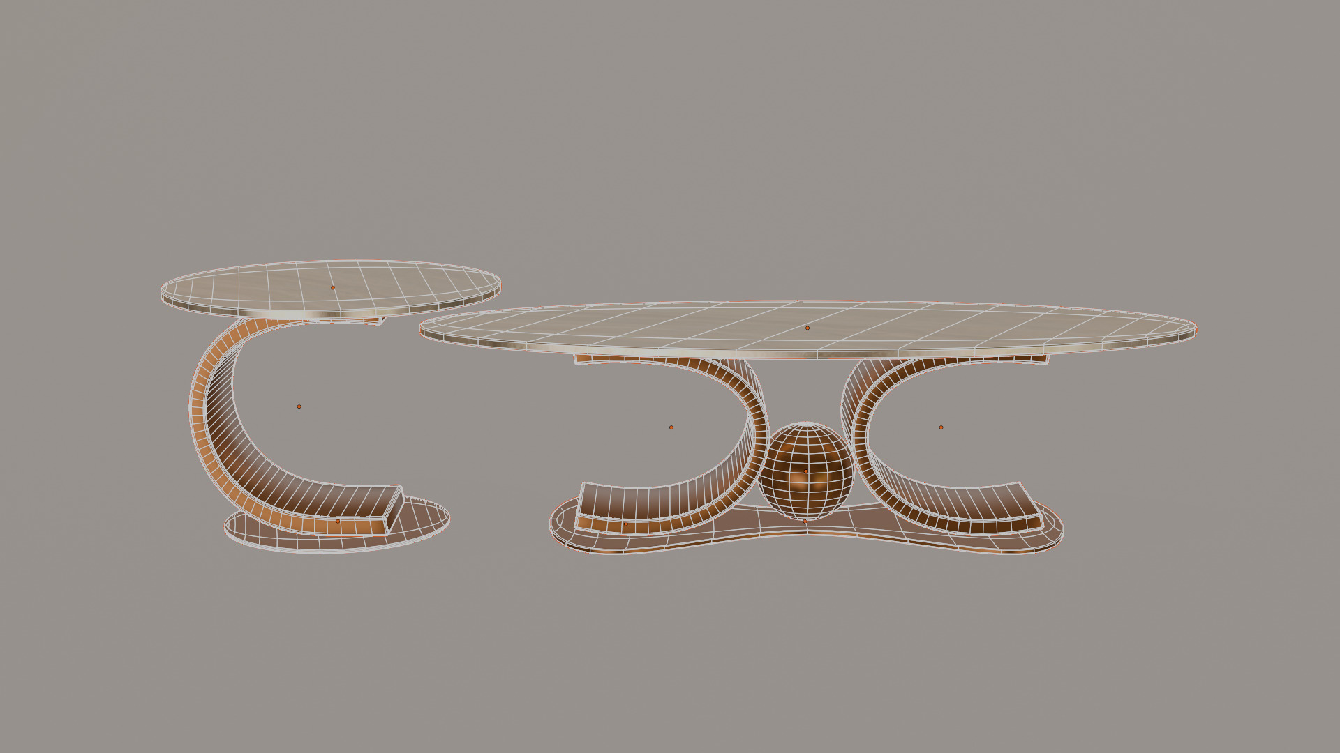Modern Coffee Table Set Low-poly 3D model_11