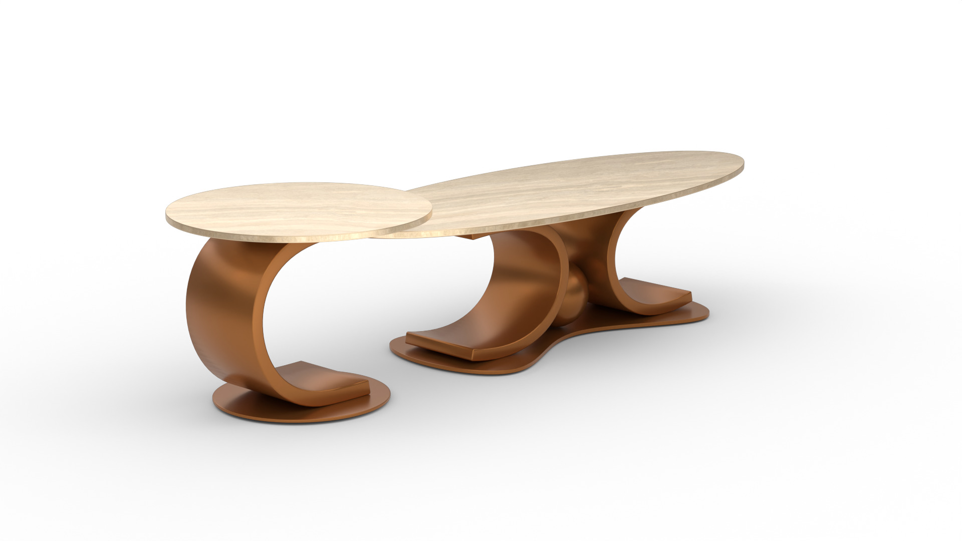 Modern Coffee Table Set Low-poly 3D model_4