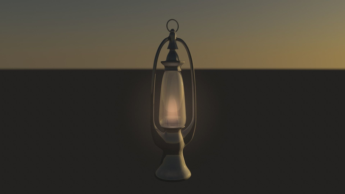 Lantern lamp with sun setting behind it Free 3D model