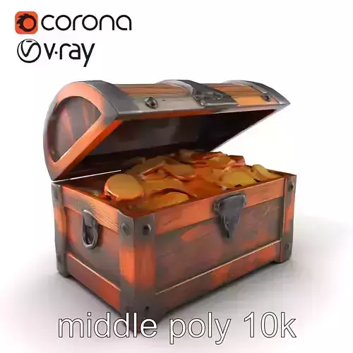 Antique Treasure Chest Filled with Gold model pack