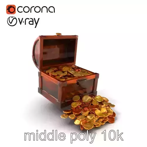 Treasure Chest with Gold and Silver Coins model pack