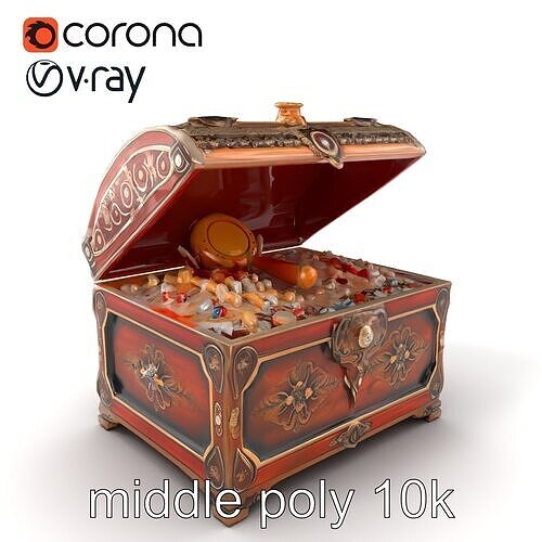 Opulent Jewelry Chest Treasure model pack Low-poly 3D model