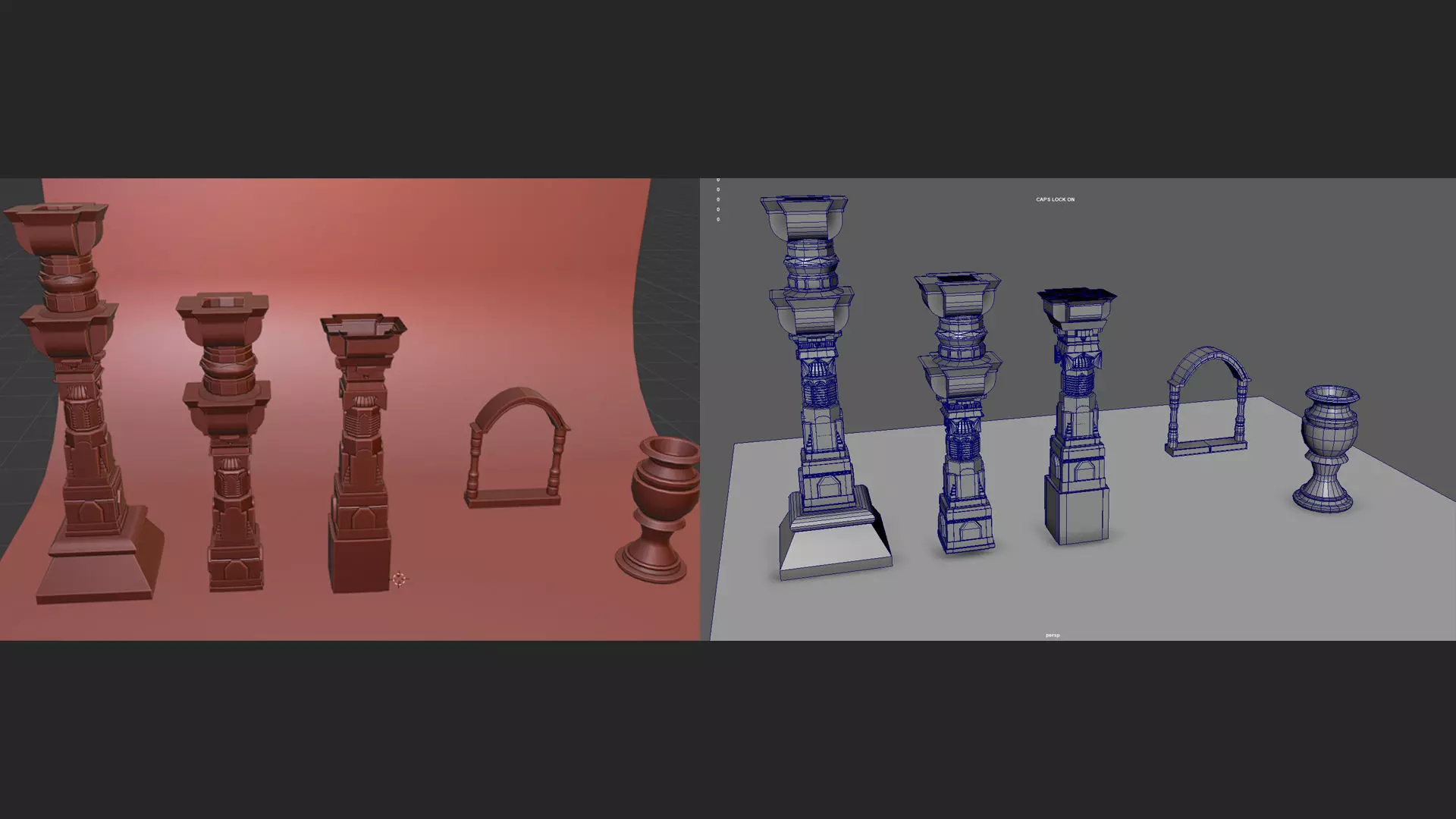 Architecture 3D Pack Ornate Columns Archway Vase Low-Poly Low-poly 3D model