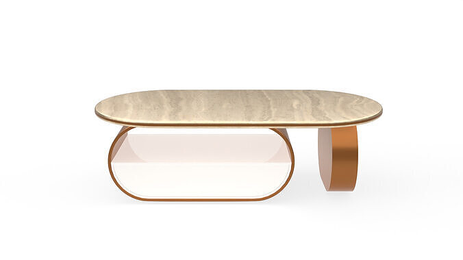 Modern Coffee Table in Marble and Metal Low-poly 3D model