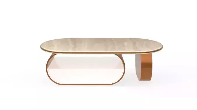 Modern Coffee Table in Marble and Metal Low-poly 3D model