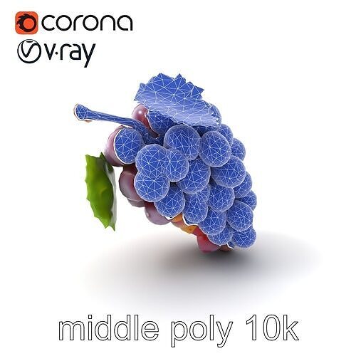 Dewy Grape Bunch Sculpture Model Pack Low-poly 3D model 6